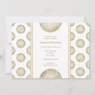golden soccer balls pattern sports party invitation