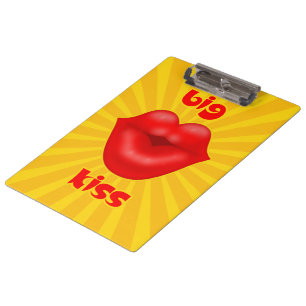 Golden Solar Rays Red lips big kiss Clipboard