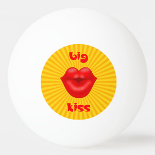 Golden Solar Rays Red lips big kiss Ping Pong Ball