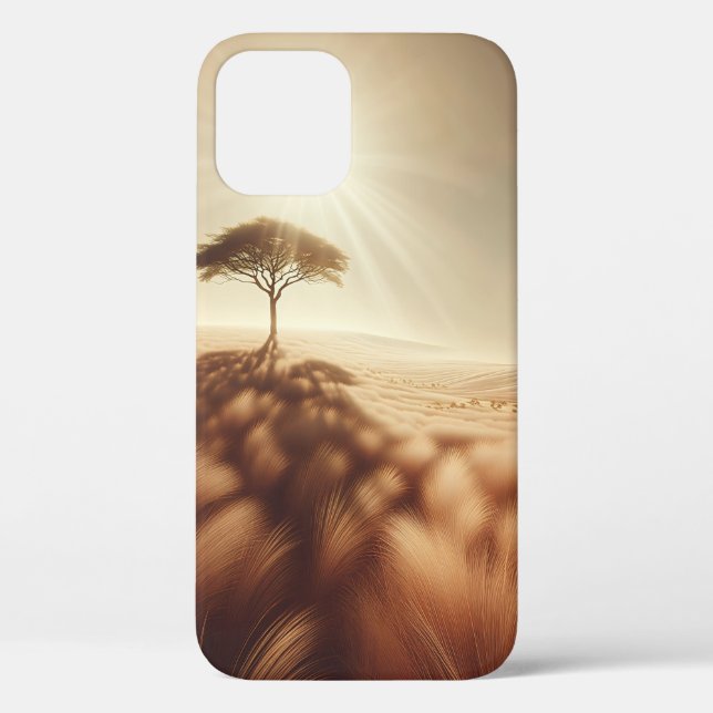 Golden Solitude Tree Phone Case - African Savannah (Back)