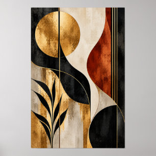 Golden Solstice Botanical Geometric Wall Art