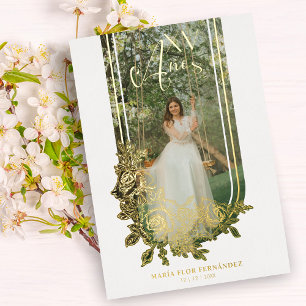 Golden Spanish Luxury Trendy Floral Mis XV Photo