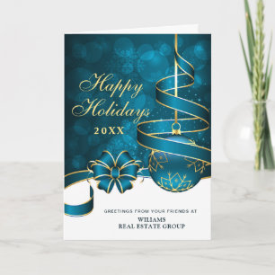 Golden Sparkle Christmas Ball Corporate Greeting Holiday Card