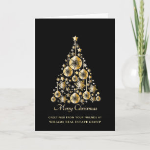 Golden Sparkle Christmas Stars Corporate Greeting Holiday Card