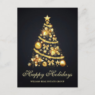 Golden Sparkle Christmas Stars Corporate Greeting Postcard