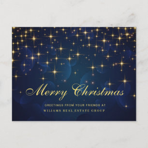 Golden Sparkle Christmas Stars Corporate Greeting  Postcard