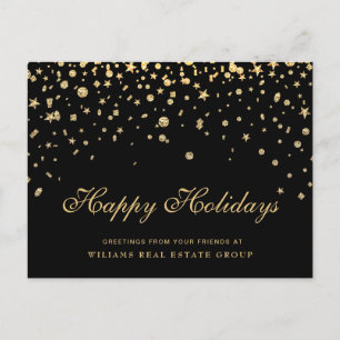 Golden Sparkle Christmas Stars Corporate Greeting Postcard