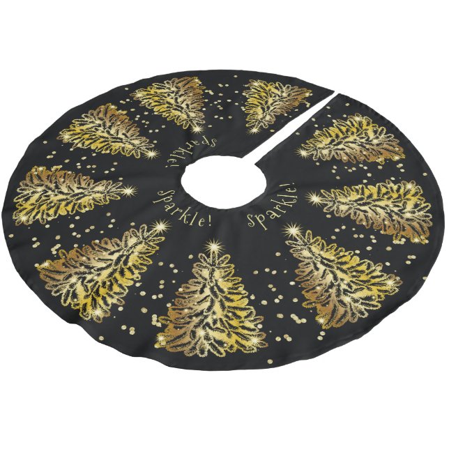 Golden Sparkle Christmas Tree Skirt (Angled)
