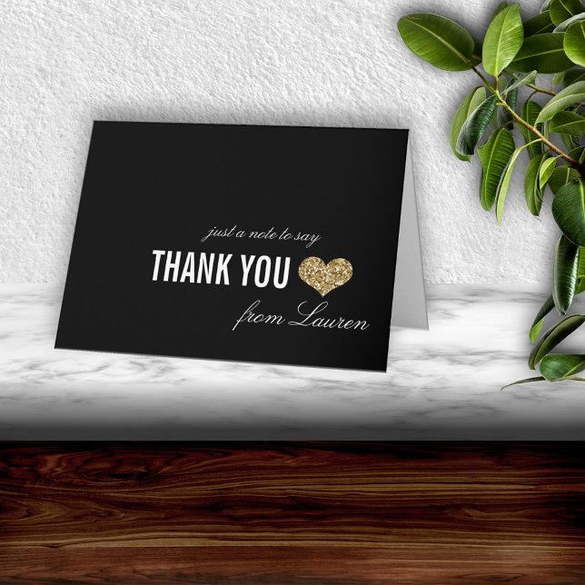 Golden Sparkle Sweet 16 Thank You Card (Creator Uploaded)