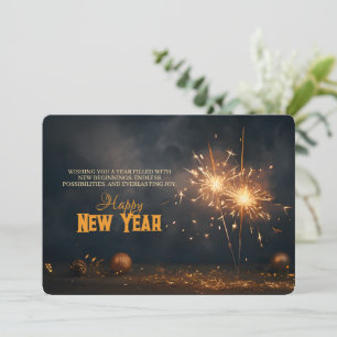 Golden Sparklers, Elegant Happy New Year Card