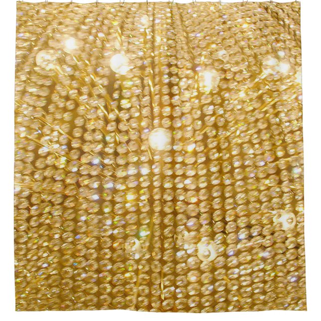 Golden Sparkles and Lights Shower Curtain (Front)