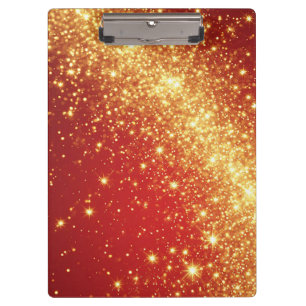 Golden Sparkling Trail on Vibrant Red Background Clipboard