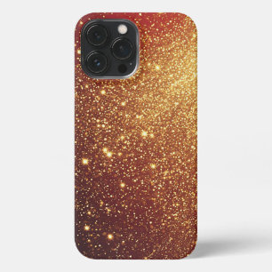 Golden Sparkling Trail on Vibrant Red Background iPhone 13 Pro Max Case
