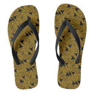 Golden sparkly abstract pattern thongs