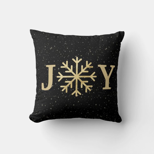 Golden Sparks and Snowflakes Cushion (Front)