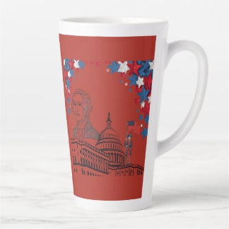 Golden sparks of july brick red latte mug