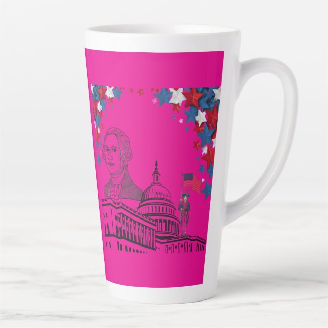 Golden sparks of july hot pink latte mug (Right)
