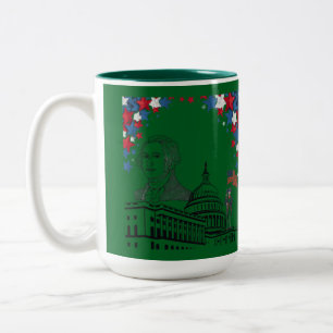 Golden sparks of july hunter green Two-Tone coffee mug