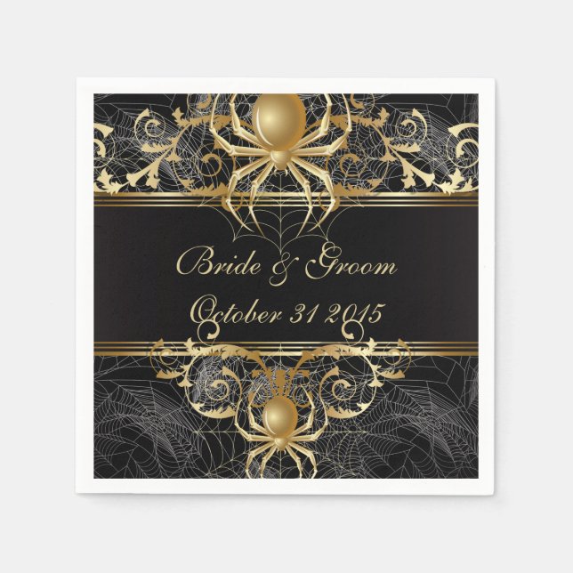 Golden Spider Paper Party Napkins (Front)