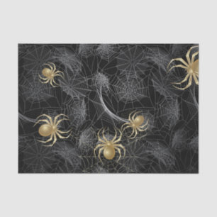 Golden Spiders on Black Tissue Paper