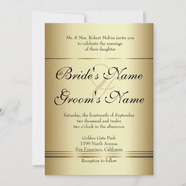 Golden SPiders Wedding Invitation (Front)