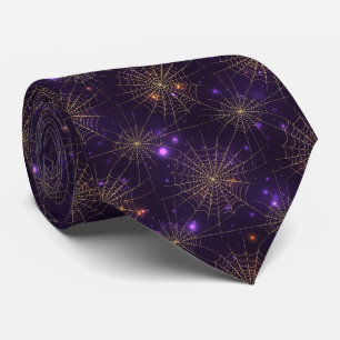 Golden Spiderweb Bokeh – Elegant Halloween Web (2) Tie