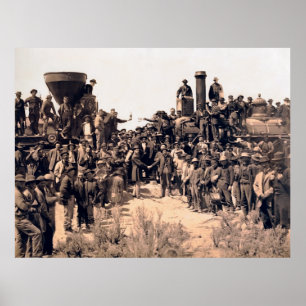 Golden Spike Transcontinental Railroad  1869 Poster