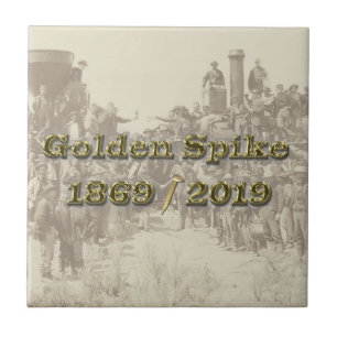 Golden Spike Transcontinental Railroad Sesquincent Ceramic Tile