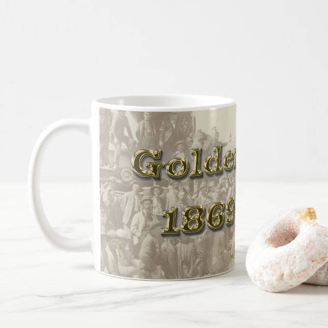 Golden Spike Transcontinental Railroad Sesquincent Coffee Mug (With Donut)