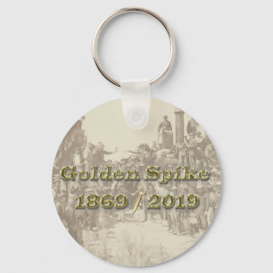 Golden Spike Transcontinental Railroad Sesquincent Key Ring