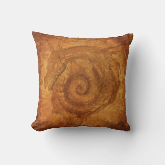 Golden Spiral Dragon Cushion (Front)
