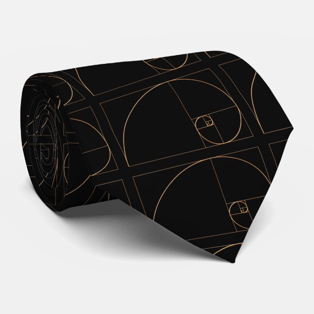 Golden Spiral Fibonacci Sequence Geometric Tie (Rolled)