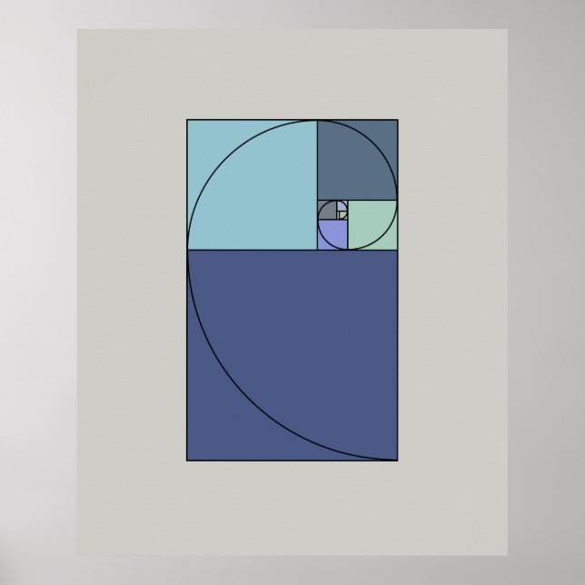 Golden Spiral, Fibonacci spiral, Golden Ratio Poster (Front)