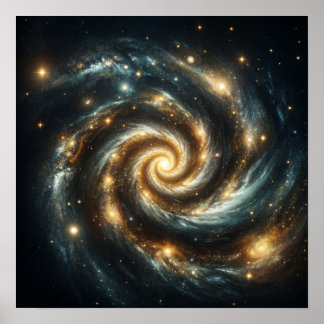 Golden Spiral Galaxy  Poster