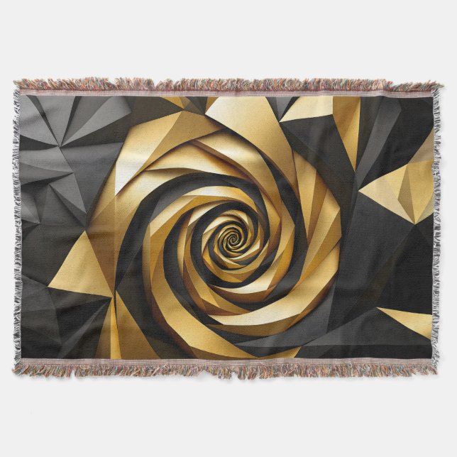 Golden Spiral Geometry Throw Blanket (Front)