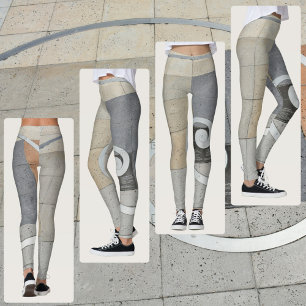 Golden Spiral Greige Beige Grey Leggings
