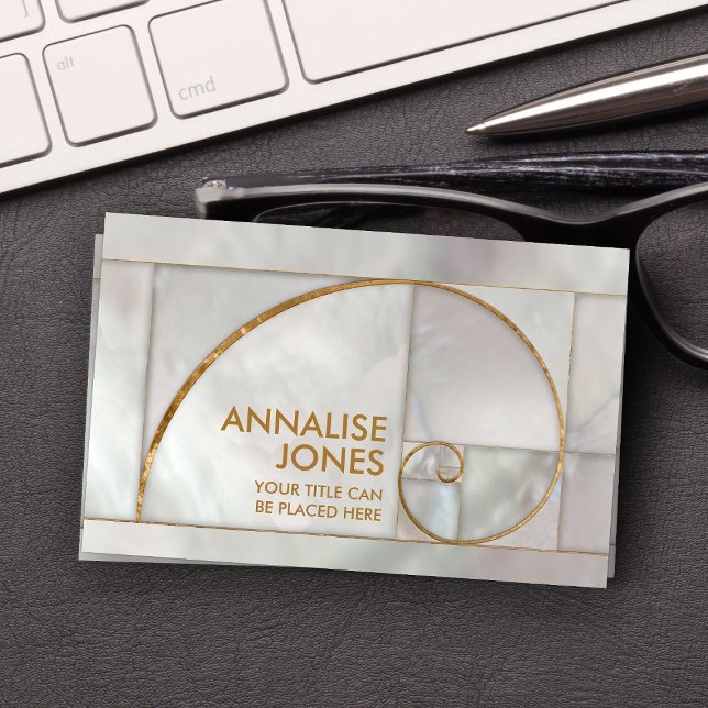 Golden Spiral -  Pearl and gold Business Card (Creator Uploaded)