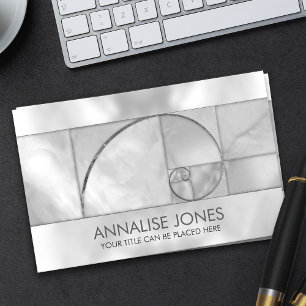 Golden Spiral -  Pearl and Silver Business Card