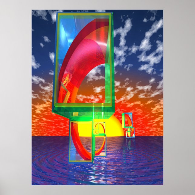 Golden Spiral Sunset Sailing Poster (Front)