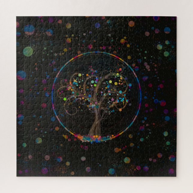 Golden Spiral Tree Colour Paint Splatter #1 Jigsaw Puzzle (Vertical)