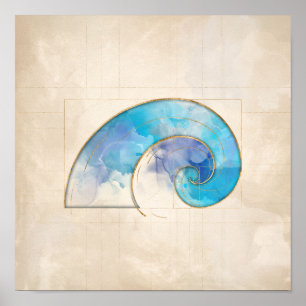 Golden Spiral - Watercolor Poster