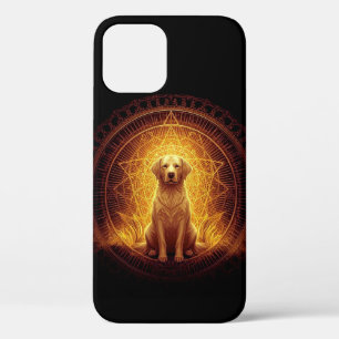 Golden Spirit Dog within Sacred Geometry iPhone 12 Case