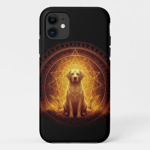 Golden Spirit Dog within Sacred Geometry iPhone 11 Case