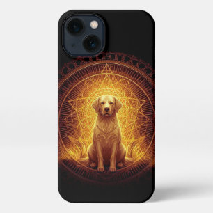 Golden Spirit Dog within Sacred Geometry iPhone 13 Case