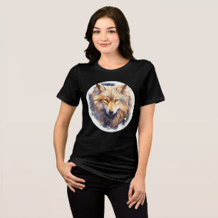 Golden Spirit Wolf Watercolor Print Tri-Blend Shirt