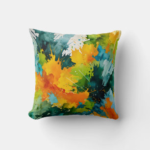 Golden Splash & Emerald Waves Cushion