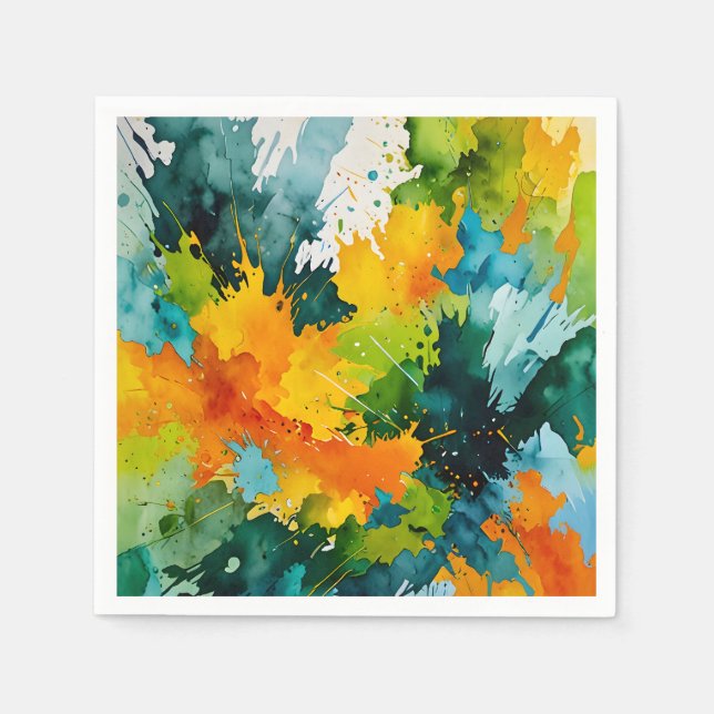 Golden Splash & Emerald Waves Napkin (Front)