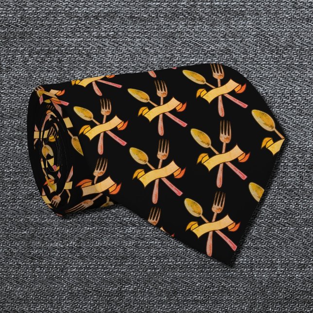 golden spoon & fork tie (Creator Uploaded)