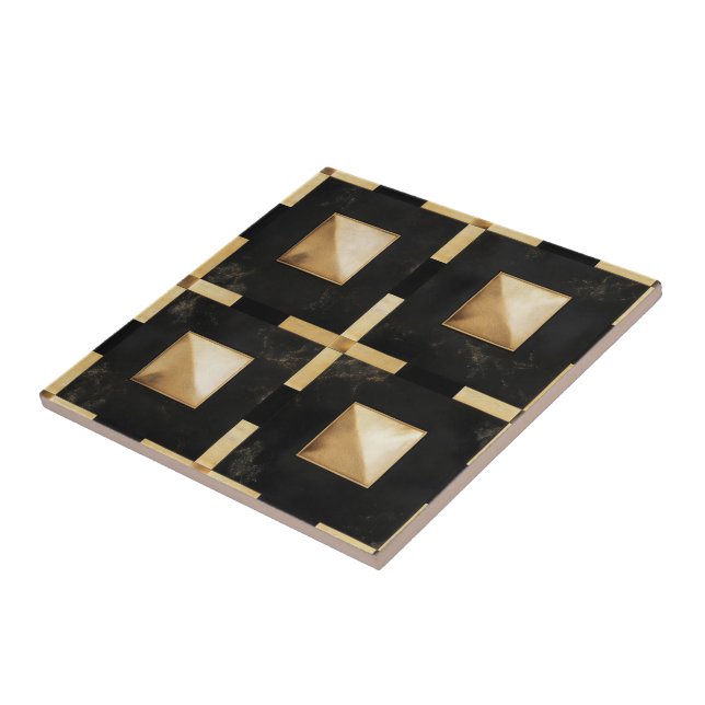 Golden Square Black Ceramic Tile (Side)
