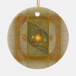 Golden Square Circle Ornament